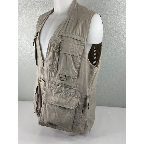 Cabela's Safari Vest Men L Khaki Cargo Pockets Vented Fishing Hunting Gorpcore - Picture 5 of 10